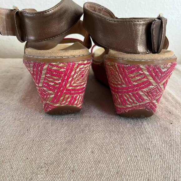 Vionic Orthaheel Cancun Fushsia Fiesta Leather Wedge Sandals Sz 11 - Picture 6 of 14